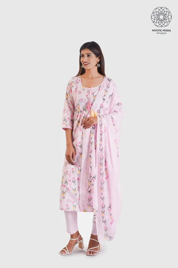 Pink_Cotton_Anarkali_Kurti_With_Pant_Dupatta_Set_Long_Gown_Style_Ethnic_Wear_For_Women