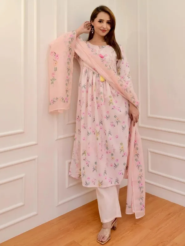 Pink_Cotton_Anarkali_Kurti_With_Pant_Dupatta_Set_Long_Gown_Style_Ethnic_Wear_For_Women