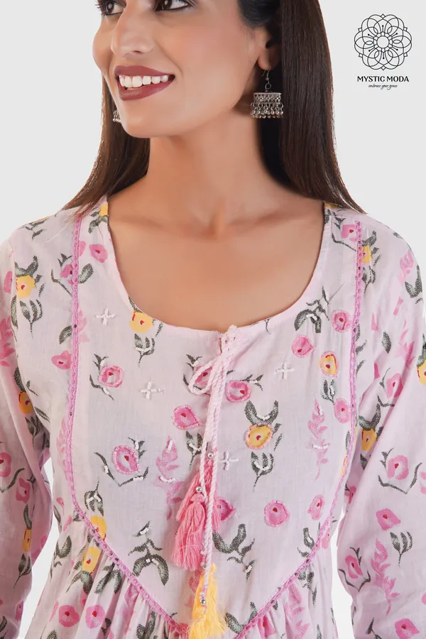 Pink_Cotton_Anarkali_Kurti_With_Pant_Dupatta_Set_Long_Gown_Style_Ethnic_Wear_For_Women