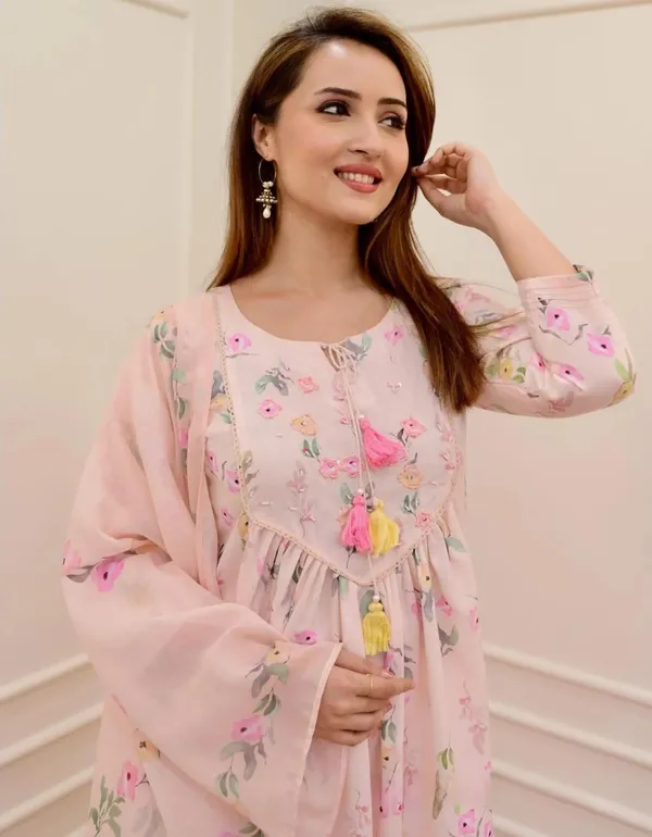 Pink_Cotton_Anarkali_Kurti_With_Pant_Dupatta_Set_Long_Gown_Style_Ethnic_Wear_For_Women