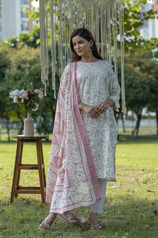 Pink_Cotton_Floral_Printed_Kurta_Pant_Dupatta_Set_Ethnic_Wear_For_Women