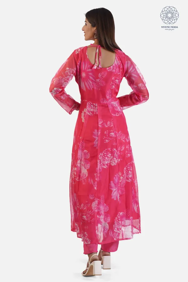 Red_Elegant_Organza_Anarkali_Gown_Kurti_With_Pant_Dupatta_Ethnic_Set_For_Women