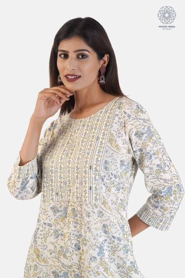 Blue_Cotton_Floral_Printed_Kurta_Pant_Dupatta_Set_Ethnic_Wear_For_Women