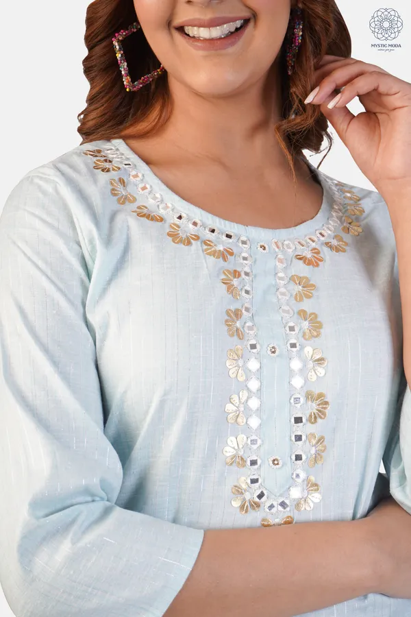 Blue_Cotton_Stylish_Kurta_Pant_Dupatta_Set_With_Lurex_Detailing_For_Women