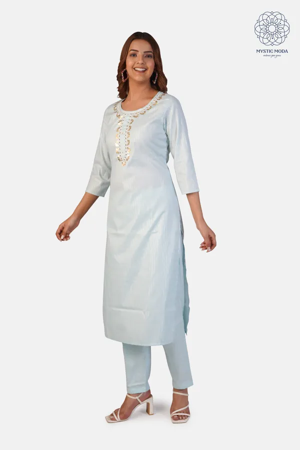 Blue_Cotton_Stylish_Kurta_Pant_Dupatta_Set_With_Lurex_Detailing_For_Women