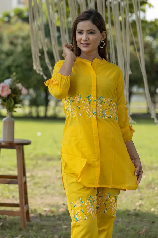 Yellow_Cotton_Embroidered_Vibrant_Co-Ord_Set_For_Women