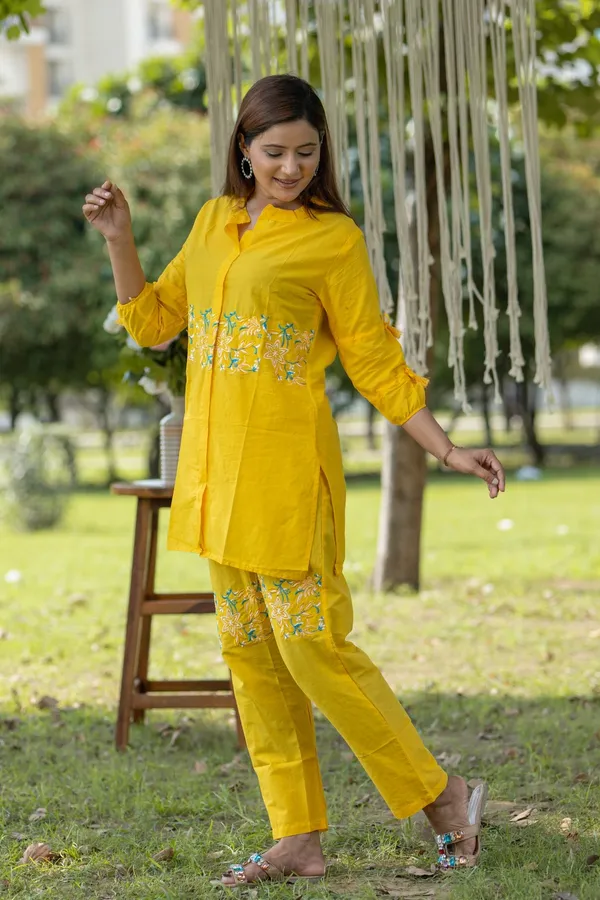Yellow_Cotton_Embroidered_Vibrant_Co-Ord_Set_For_Women