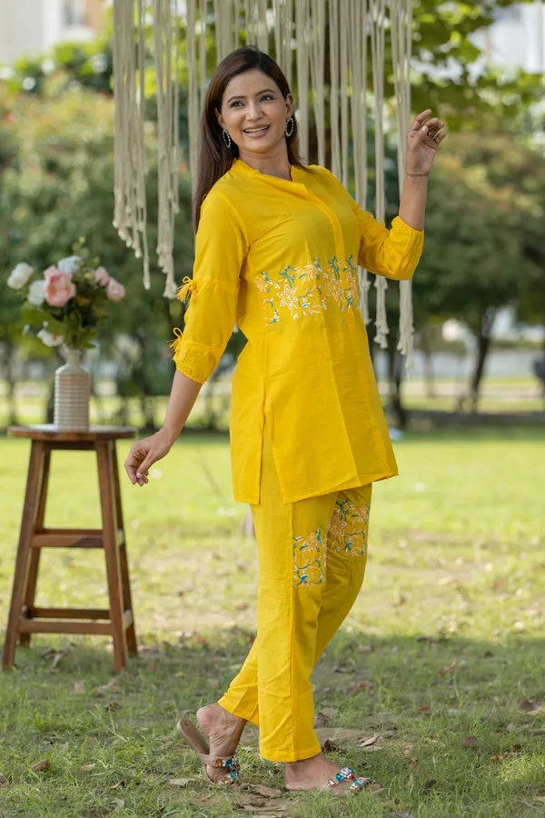 Yellow_Cotton_Embroidered_Vibrant_Co-Ord_Set_For_Women