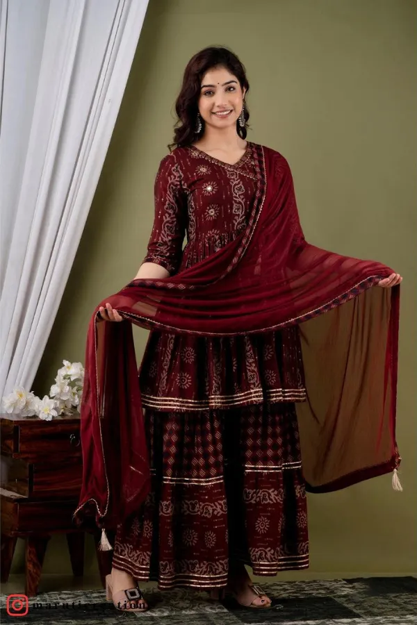 Red_Muslin_Embroidered_Sharara_With_Dupatta_Set_Elegant_Ethnic_Ensemble_For_Women
