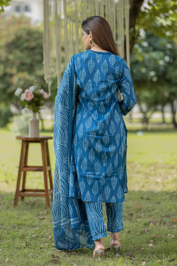 Blue_Cotton_Hand_Block_Printed_Kurta_Pant_Set_With_Dupatta_Ethnic_Wear_For_Women