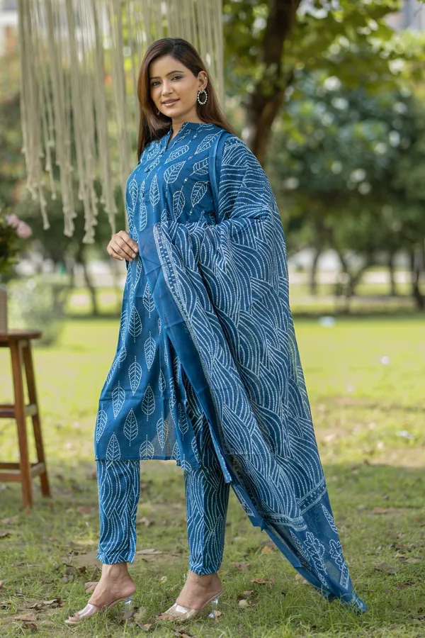 Blue_Cotton_Hand_Block_Printed_Kurta_Pant_Set_With_Dupatta_Ethnic_Wear_For_Women