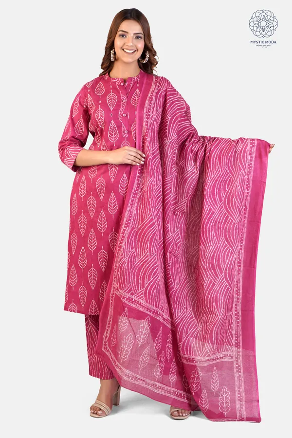 Red_Cotton_Hand_Block_Printed_Kurta_Pant_Set_With_Dupatta_Ethnic_Wear_For_Women