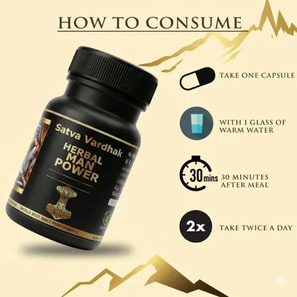 Satva_Vardhak_Herbal_Man_Power_-_Men'S_Wellness_Kit_With_Tablets_And_Massage_Oil