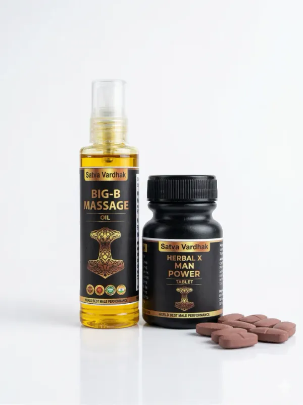 Satva_Vardhak_Herbal_Man_Power_-_Men'S_Wellness_Kit_With_Tablets_And_Massage_Oil
