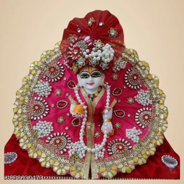 Multicolour_Laddoo_Gopal_Ji_Dress_Mukut_Mala_Size_5_Decorative_Krishna_Idol_Outfit