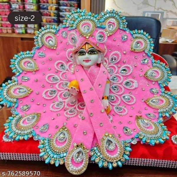 Multicolour_Designer_Pink_Pearl_Kundan_Work_Kanha_Ji_Poshak_Heavy_Stone_Shringar_Set_For_Laddu_Gopal_Size_2