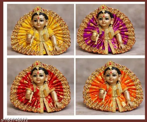 Multicolour_Laddu_Gopal_Dress_Size_1_Pack_Of_4_Kanha_Ji_Poshak_With_Mukut_Set_Baby_Krishna_Festival_Holi_Special_Outfit_Combo