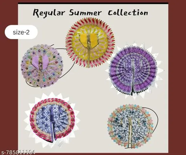 Multicolour_Laddu_Gopal_Dress_Size_2_No_2_Pack_Of_5_Regular_Summer_Collection_Poshak_Set_Kanha_Ji_Cotton_Summer_Outfit_Combo