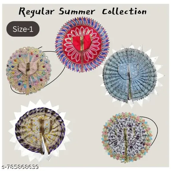 Multicolour_Laddu_Gopal_Dress_Size_1_Pack_Of_5_Regular_Summer_Collection_Poshak_Set_Kanha_Ji_Lightweight_Outfit_Combo