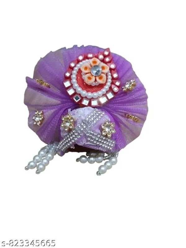 Multicolour_Designer_Lavender_Laddu_Gopal_Poshak_With_Mukut_Embroidered_Krishna_Dress_With_Sequin_Golden_Lace_Work_For_Bal_Gopal_Idol_Janmashtami_Special_Outfit_Size_2
