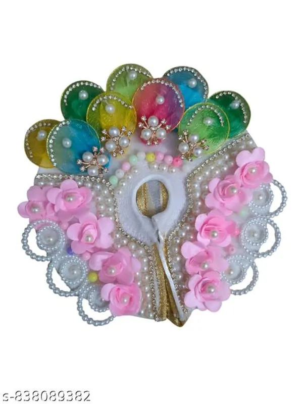 Multicolour_Laddoo_Gopal_Dress_With_Mukut_Size_5_Decorative_Krishna_Idol_Outfit