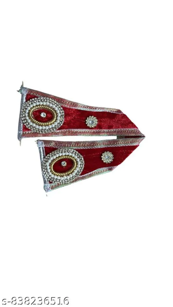 Red_And_Silver_Khatushyam_Ji_Lehnga_Patka_Size_2_Decorative_Deity_Dress_For_Pooja