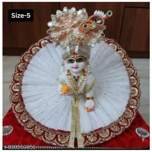 Multicolour_Laddoo_Gopal_Ji_Dress_Mukut_Size_5_Decorative_Krishna_Idol_Outfit