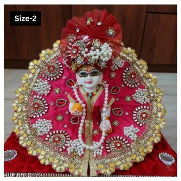 Multicolour_Laddoo_Gopal_Ji_Dress_Mukut_Mala_Size_2_Decorative_Krishna_Idol_Outfit
