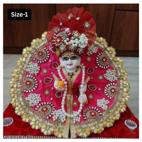 Multicolour_Laddoo_Gopal_Ji_Dress_Mukut_Mala_Size_1_Decorative_Krishna_Idol_Outfit