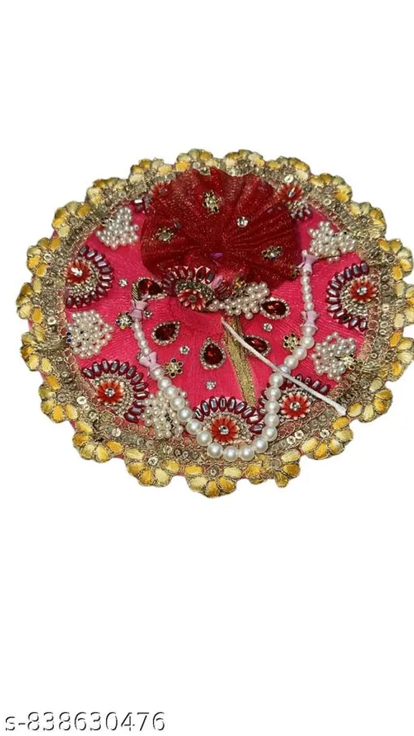 Multicolour_Laddoo_Gopal_Ji_Dress_Mukut_Mala_Size_1_Decorative_Krishna_Idol_Outfit