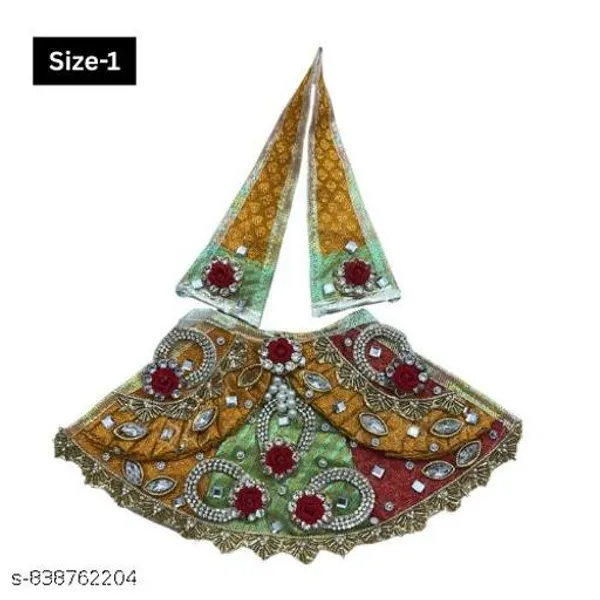 Multicolour_Khatushyam_Ji_Lehnga_Patka_Size_1_Green_Red_Golden_Decorative_Deity_Dress