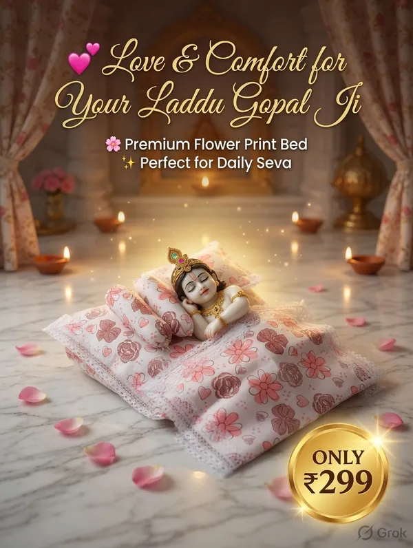 Pink_Flower_Print_Laddu_Gopal_Ji_Bed