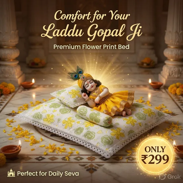 Yellow_Flower_Print_Laddu_Gopal_Ji_Bed