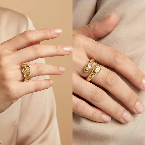 Pack_Of_2_Gold_Spiral_Ring_With_Crystal_Accents_And_Buckle_Rings_Combo_Set
