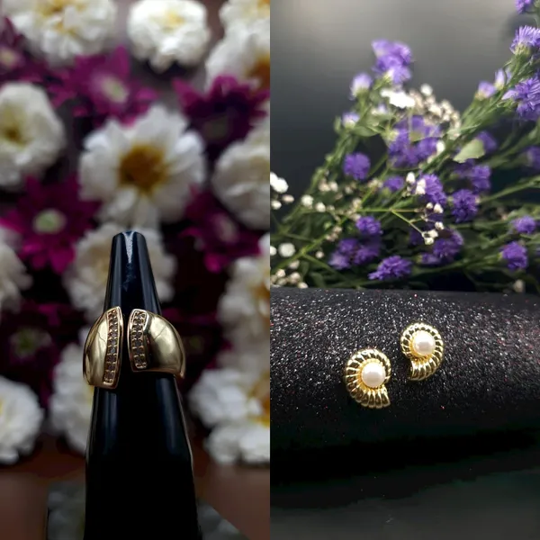 Multicolor_Elegant_Pearl_And_Stud_Earrings_And_Double_Row_Stone_Detailing_Rings_Combo_Set_Pack_Of_2