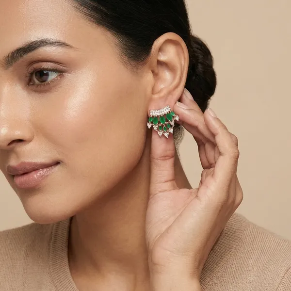 Green_And_Rose_Gold_Stone_Studded_Earrings