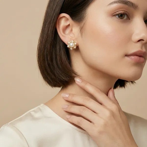 Gold_And_White_Elegant_Pearl_Cluster_Stud_Earrings