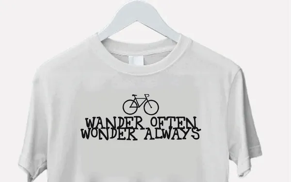 White_Cotton_Wander_Often_Wonder_Always_Bicycle_Print_T-Shirt_For_Unisex