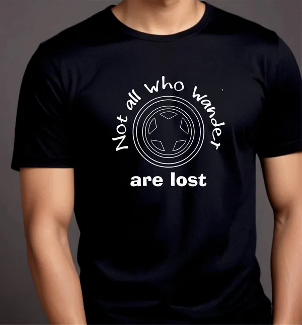 Black_Cotton_Not_All_Who_Wander_Are_Lost_Graphic_T-Shirt_With_Compass_Design_For_Unisex
