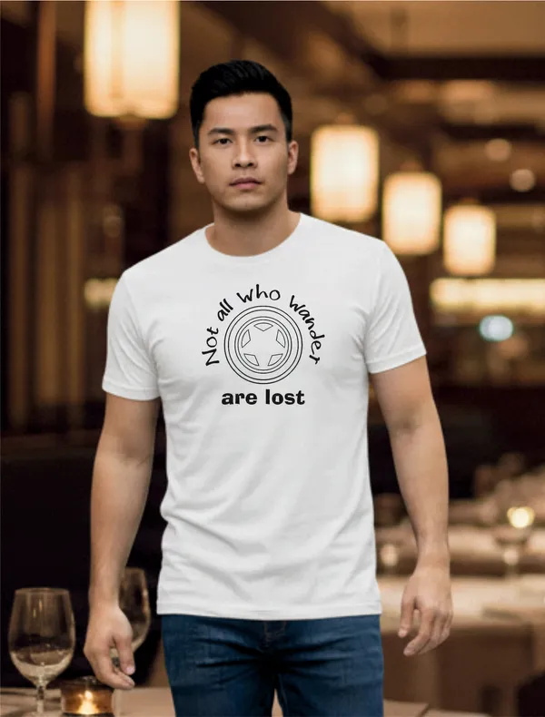 White_Cotton_Not_All_Who_Wander_Are_Lost_Compass_Graphic_T-Shirt_For_Unisex