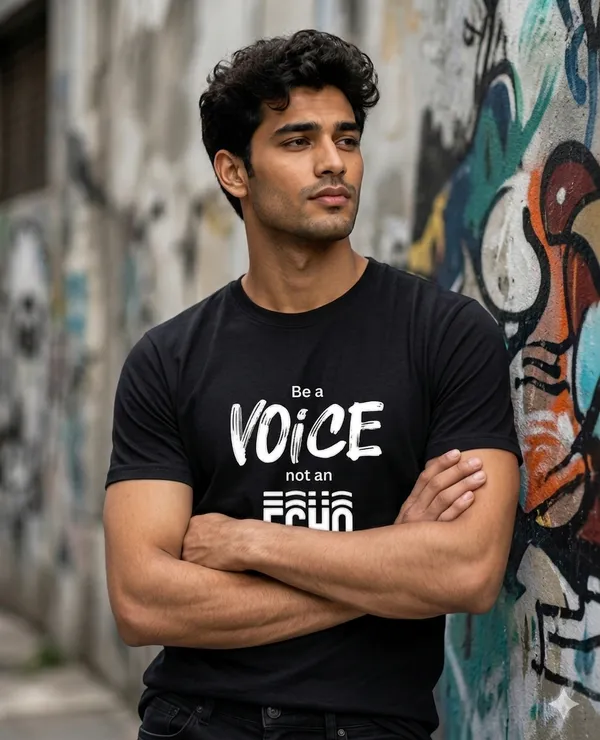 Black_Cotton_Be_A_Voice_Not_An_Echo_Inspirational_Graphic_T-Shirt_For_Unisex