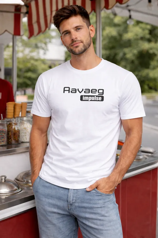 White_Cotton_Aavaeg_Impulse_Printed_Cotton_T-Shirt_For_Unisex