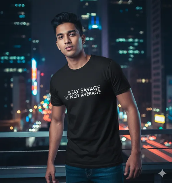 Black_Cotton_Stay_Savage_Not_Average_Motivational_T-Shirt_For_Unisex