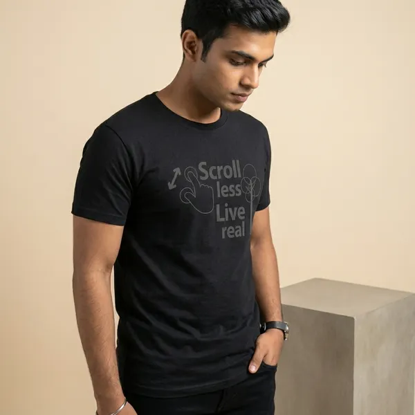 Black_Cotton_Scroll_Less_Live_Real_Cotton_T-Shirt_For_Unisex