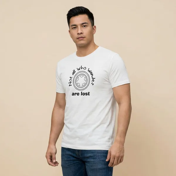 White_Cotton_Not_All_Who_Wander_Are_Lost_Compass_Graphic_T-Shirt_For_Unisex