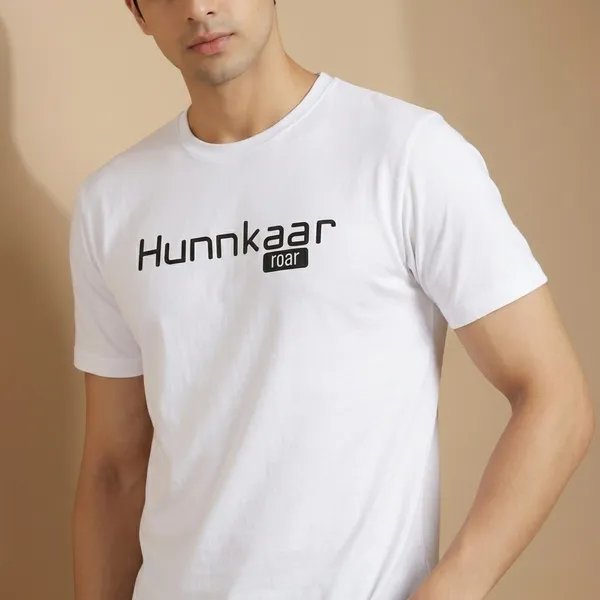 White_Cotton_Hunnkaar_Roar_Printed_T-Shirt_For_Unisex