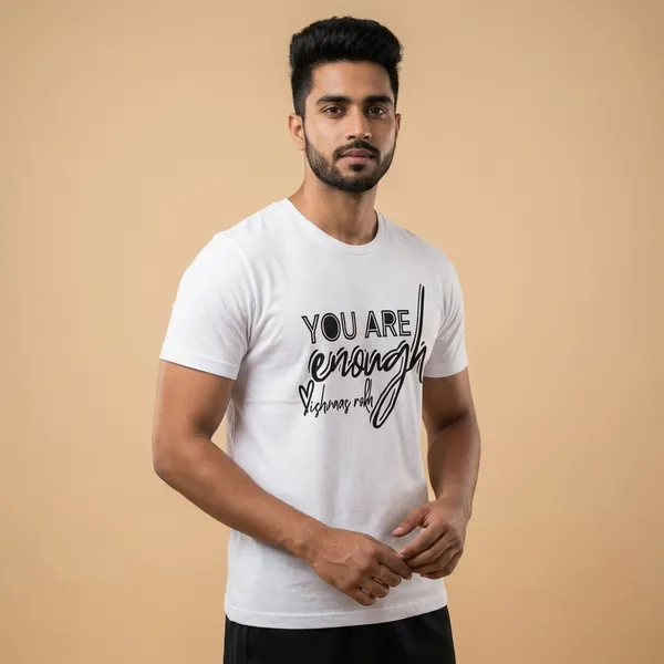 White_Cotton_You_Are_Enough_Inspirational_T-Shirt_For_Unisex