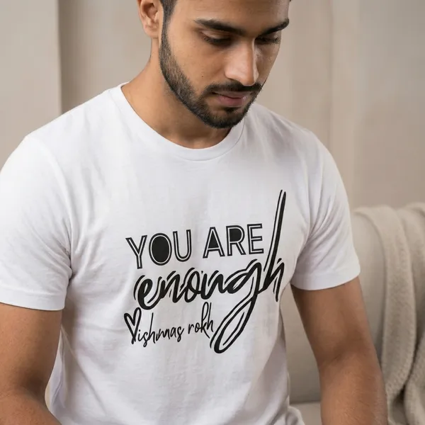 White_Cotton_You_Are_Enough_Inspirational_T-Shirt_For_Unisex