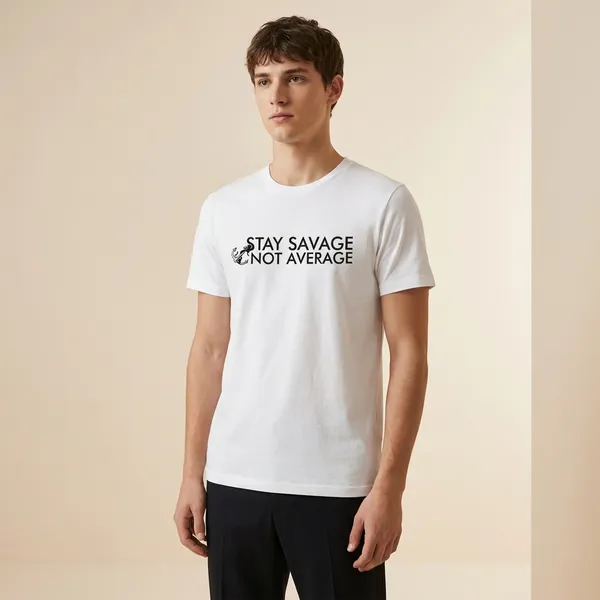 White_Cotton_Stay_Savage_Not_Average_Motivational_T-Shirt_For_Unisex