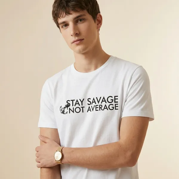 White_Cotton_Stay_Savage_Not_Average_Motivational_T-Shirt_For_Unisex